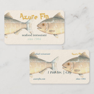 Tarjeta De Visita Azure Fin Elegant Fish Restaurant