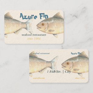 Tarjeta De Visita Azure Fin Elegant Fish Restaurant