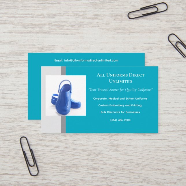 Tarjeta De Visita Azure Gray Blue Medical Clogs Uniforme