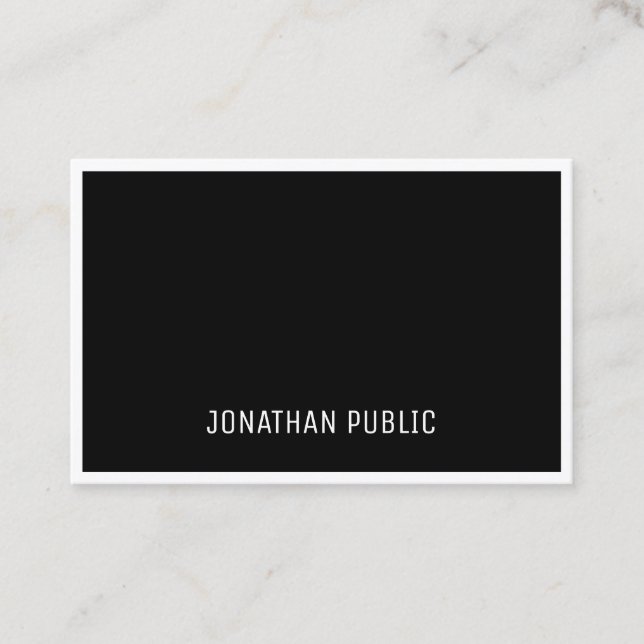Tarjeta De Visita B&W Elegante blanco negro simple profesional (Anverso)