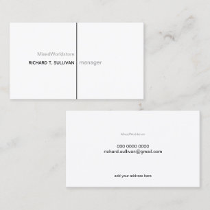 Tarjeta De Visita B/w elegante y moderno del encargado de compañía