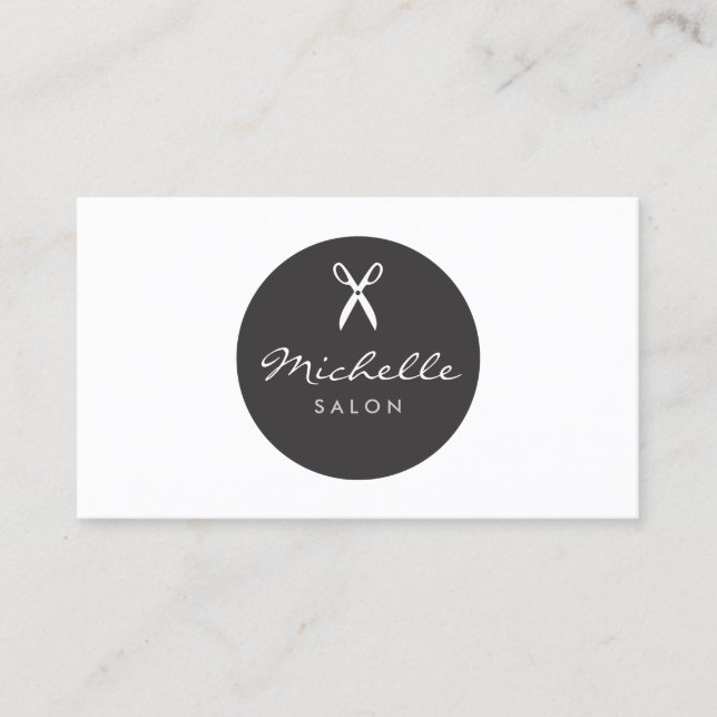 Tarjeta de visita B&W LUXE HAIR SALON SCISSORS (Anverso)