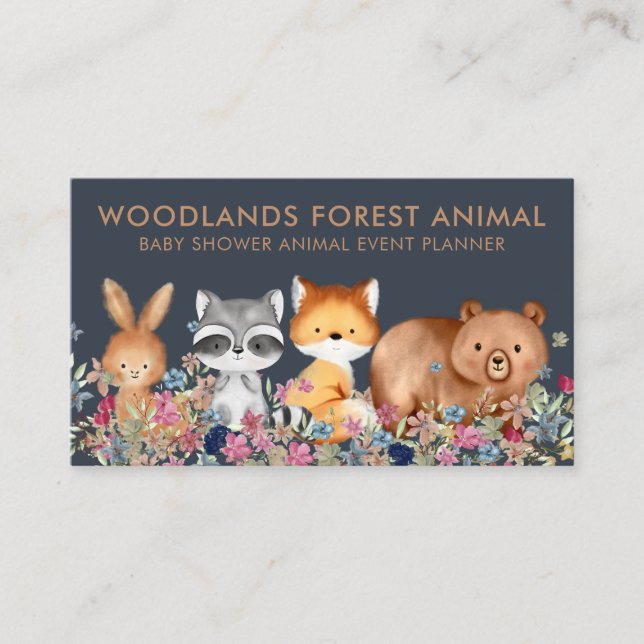 Tarjeta De Visita Baby Bear Fox Raccoon Rabbit (Anverso)