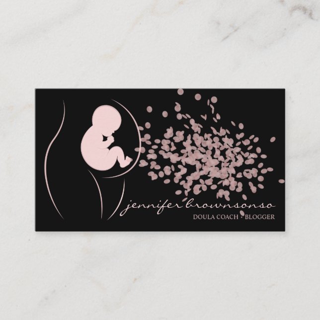 Tarjeta De Visita Baby Black Doula Birth Coach Pregnant (Anverso)