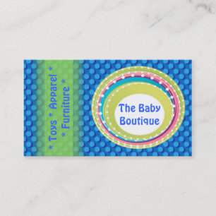 Tarjeta de visita Baby Boutique Blue Green Dots