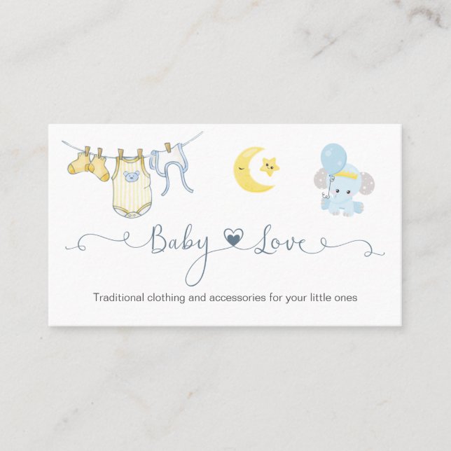 Tarjeta De Visita Baby Boutique Clothes Line Business Card (Anverso)