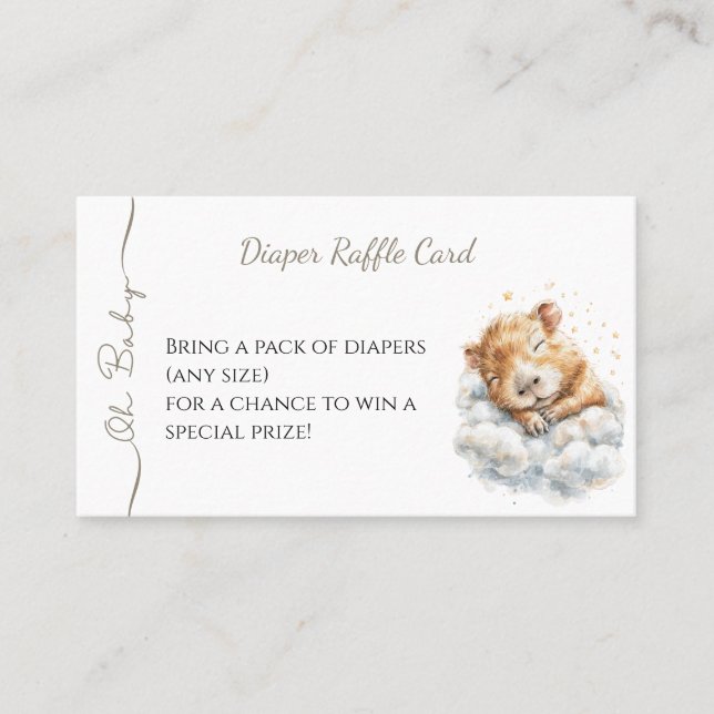 Tarjeta De Visita Baby Boy Shower • Diaper Raffle Card • Capybara (Anverso)