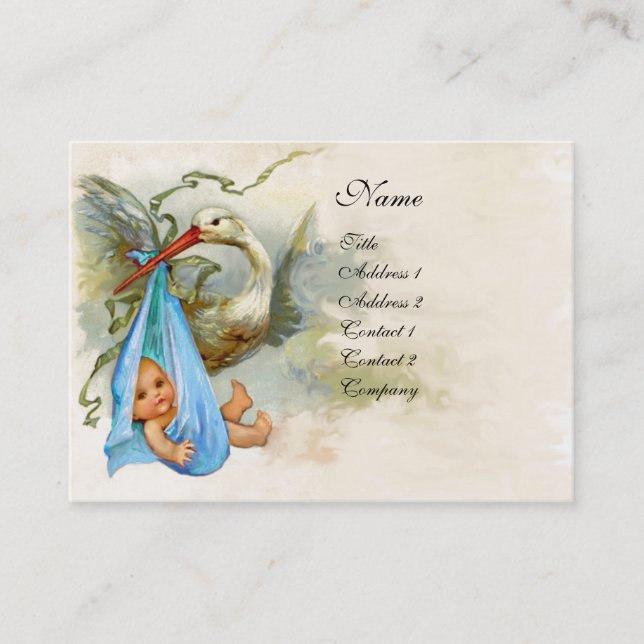 TARJETA DE VISITA BABY SHOWER BLUE STORK (Anverso)