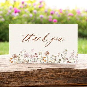 Tarjeta De Visita Baby Shower de Flores Silvestres de Terracota