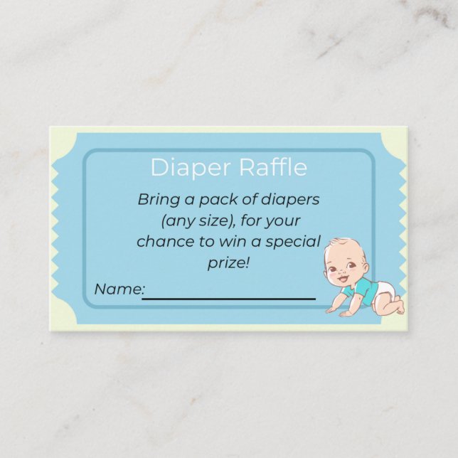 Tarjeta De Visita Baby Shower Diaper Raffle (Anverso)