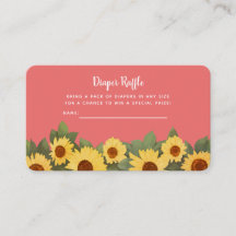 Baby Shower Diaper Raffle de primavera girasol