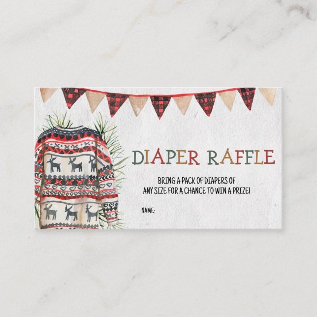 Tarjeta De Visita Baby Shower Diaper Raffle es un dulce fea (Anverso)
