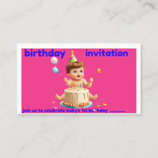 Tarjeta De Visita baby's 1st birthday invitation car
