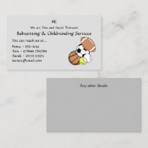 Babysitter, Chilminder Contact Business Card
