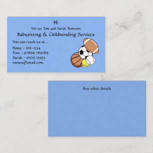 Tarjeta De Visita Babysitter, Chilminder Contact Business Card