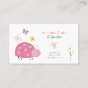 Tarjeta De Visita Babysitter Cute Ladybug Servicio de Niñera Busin