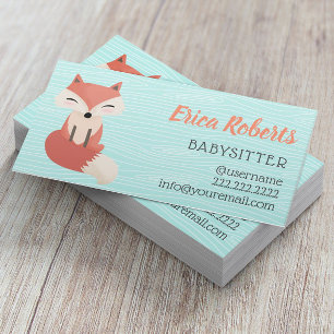 Tarjeta De Visita Babysitter Cute Woodland Fox Babyseys Children Car