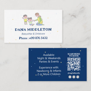 Tarjeta De Visita Babysitter Professional Business   Azul marino y b