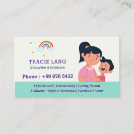 Tarjeta De Visita Babysitter Professional Business | El arcoiris sua
