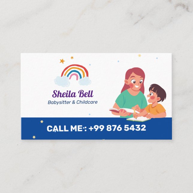 Tarjeta De Visita Babysitter Professional Business | El arcoiris sua (Anverso)