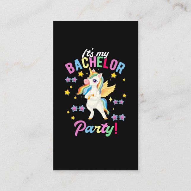 Tarjeta De Visita Bachelor del partido chica Unicorn Bachelorette (Anverso)
