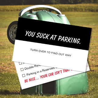Tarjeta De Visita Bad Parking – You Suck at Parking Funny Car Decal 