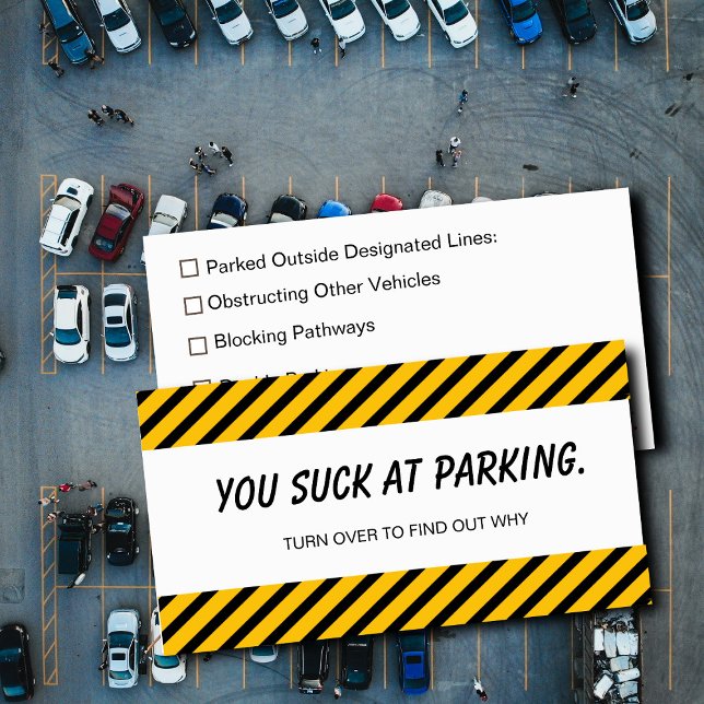Tarjeta De Visita Bad Parking – You Suck at Parking Funny Car Decal  (Subido por el creador)