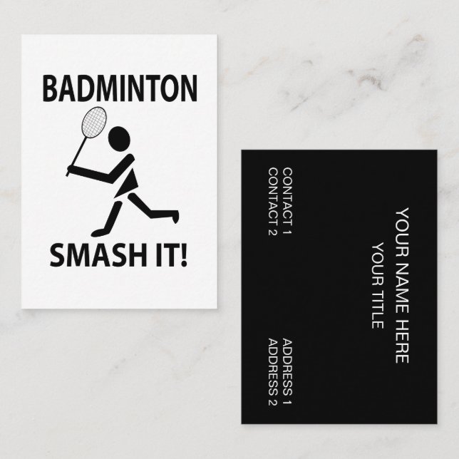 Tarjeta De Visita Badminton Smash It Sports Coach Badminton (Anverso / Reverso)