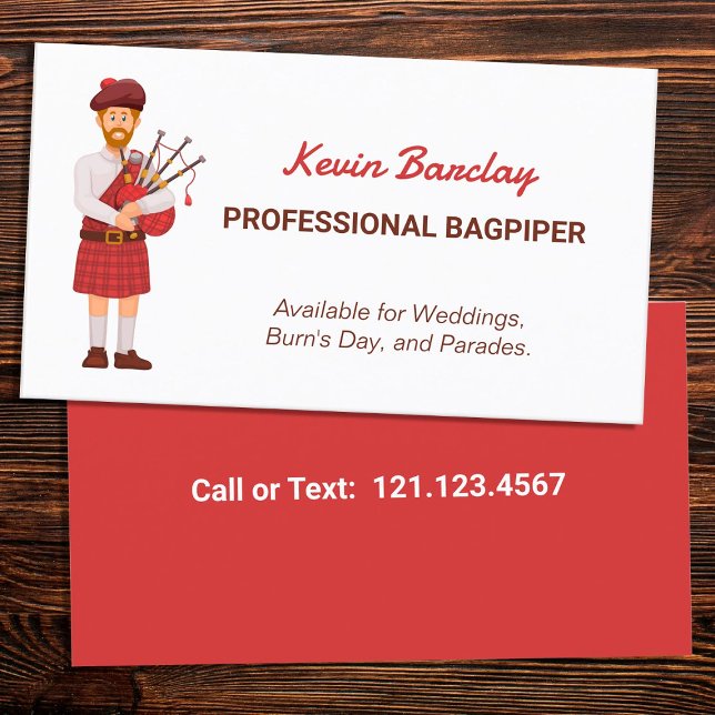Tarjeta De Visita Bagpiper (Bagpiper Business Cards)