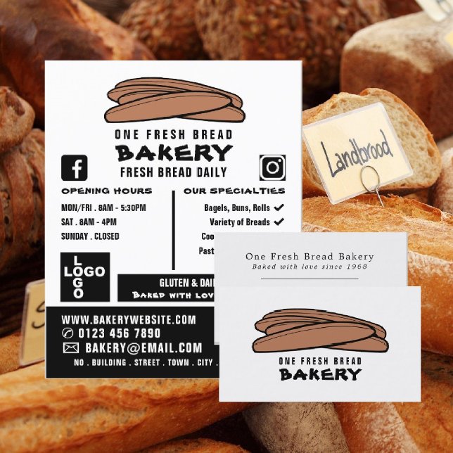 Tarjeta De Visita Baguettes recién hechas, panaderías, panadería (Subido por el creador)