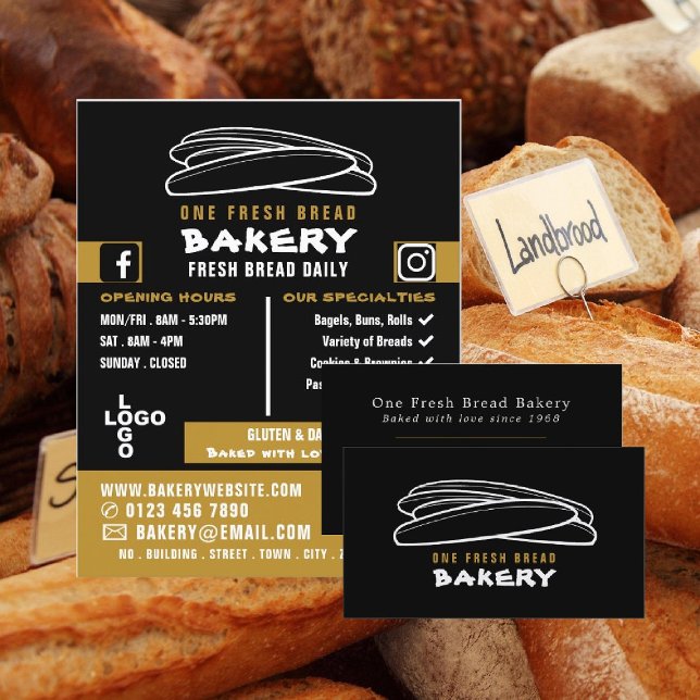 Tarjeta De Visita Baguettes recién hechas, panaderías, panadería (Subido por el creador)