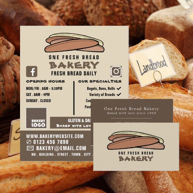 Tarjeta De Visita Baguettes recién hechas, panaderías, panadería (Subido por el creador)