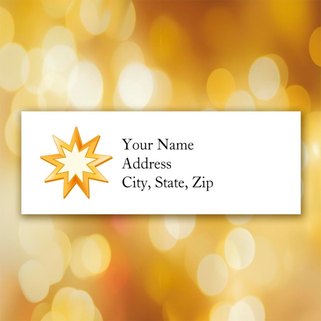 Tarjeta de visita Baha'i Mini 3,0" x 1,0" (Gold nine pointed star, symbol of the Baha’i faith. Customize with your name or organization.)