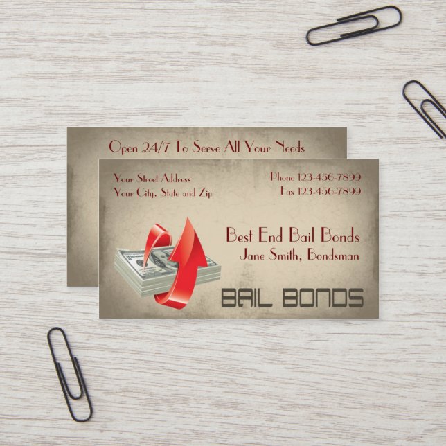 Tarjeta De Visita Bail Bonds Bondsmen Business Card (Anverso/Reverso In Situ)
