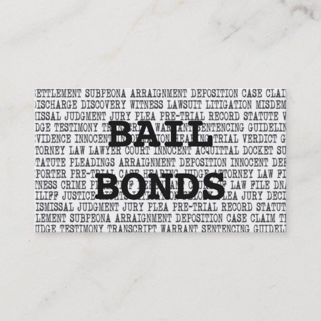 Tarjeta De Visita Bail Bonds Legal Words Business Card (Anverso)