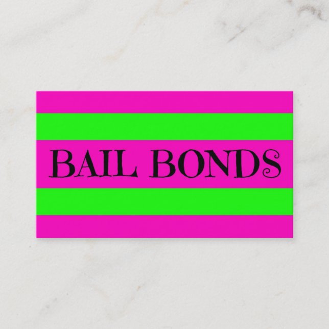 Tarjeta De Visita Bail Bonds Neon Colors (Anverso)