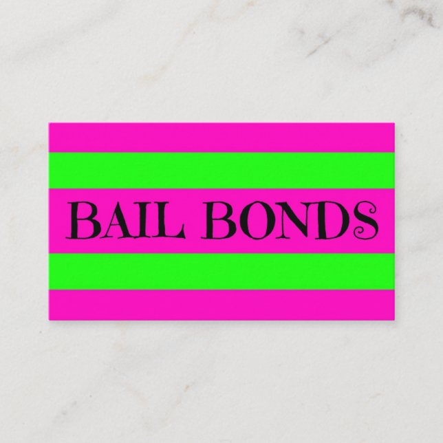 Tarjeta De Visita Bail Bonds Neon Colors (Anverso)
