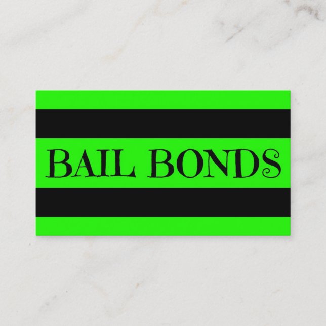 Tarjeta De Visita Bail Bonds Neon Green Business Card (Anverso)