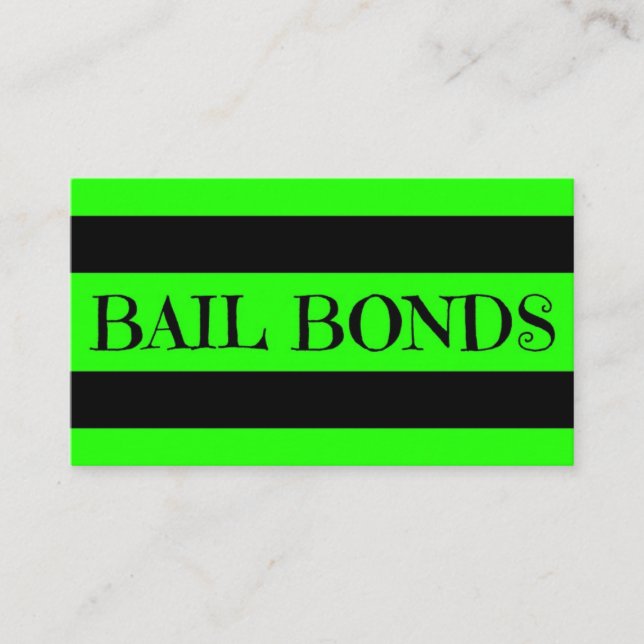 Tarjeta De Visita Bail Bonds Neon Green Business Card (Anverso)