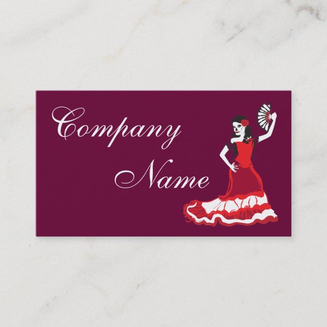 Tarjeta De Visita bailarín español del cráneo del azúcar: rojo del (Anverso)
