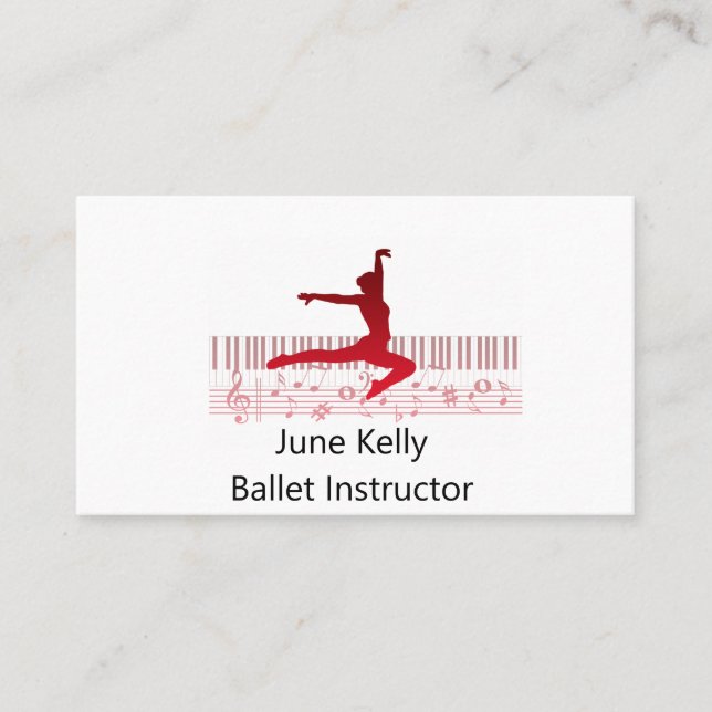 Tarjeta De Visita Bailarina de ballet en un teclado (Anverso)