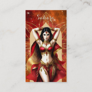 Tarjeta De Visita Bailarina de vientre Roja Dorada Marroquí