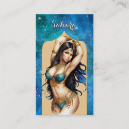 Tarjeta De Visita Bailarina del vientre azul turquesa marroquí
