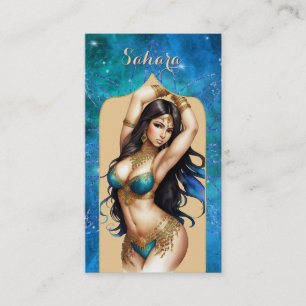 Tarjeta De Visita Bailarina del vientre azul turquesa marroquí