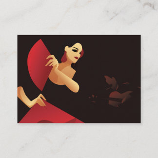 Tarjeta De Visita Bailarina española de flamenco con ventilador, neg