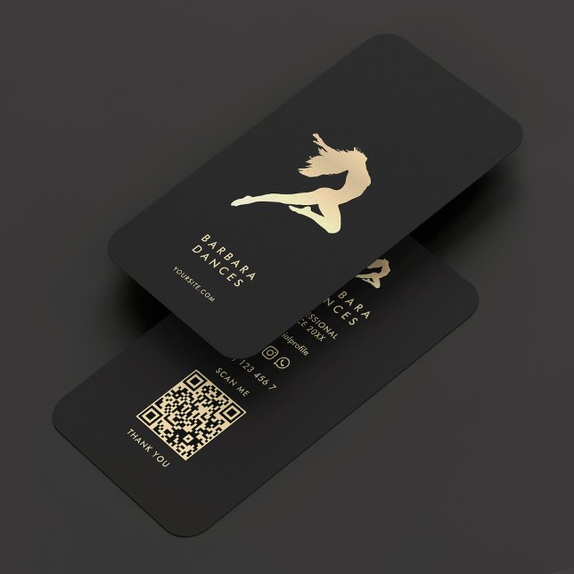 Tarjeta De Visita Bailarina moderna Elegante Coreógrafo de Oro Negro (Modern Dancer Elegant Black Gold Choreographer Business Card
)