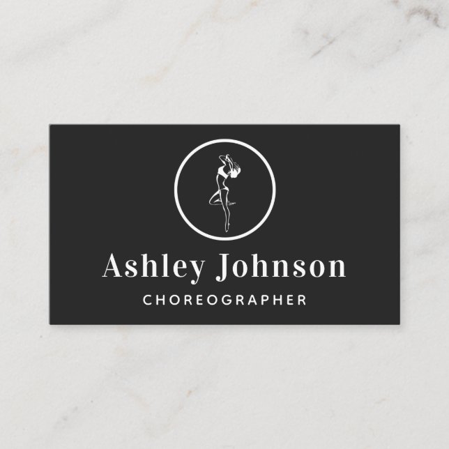 Tarjeta De Visita Bailarina Silhouette Elegante coreógrafa (Anverso)