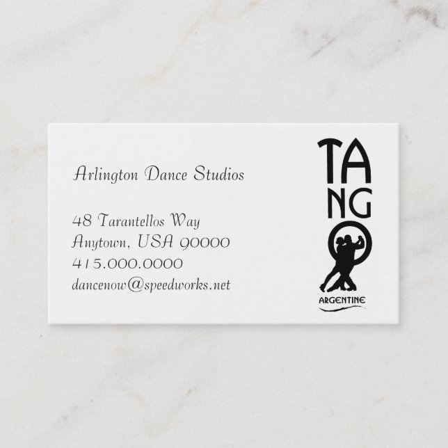 Tarjeta De Visita Bailarinas de salón de baile Doing Tango Dance Ins (Anverso)