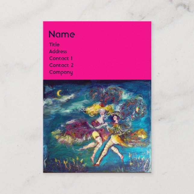 Tarjeta De Visita BAILE Y MÚSICA EN EL MONOGRAMA NOCTURNO, azul (Anverso)