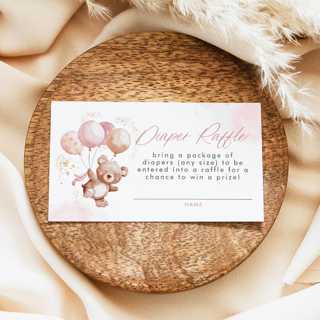 Tarjeta De Visita BAILEY Bearly Wait Pink Teddy Bear Diaper Raffle (Subido por el creador)
